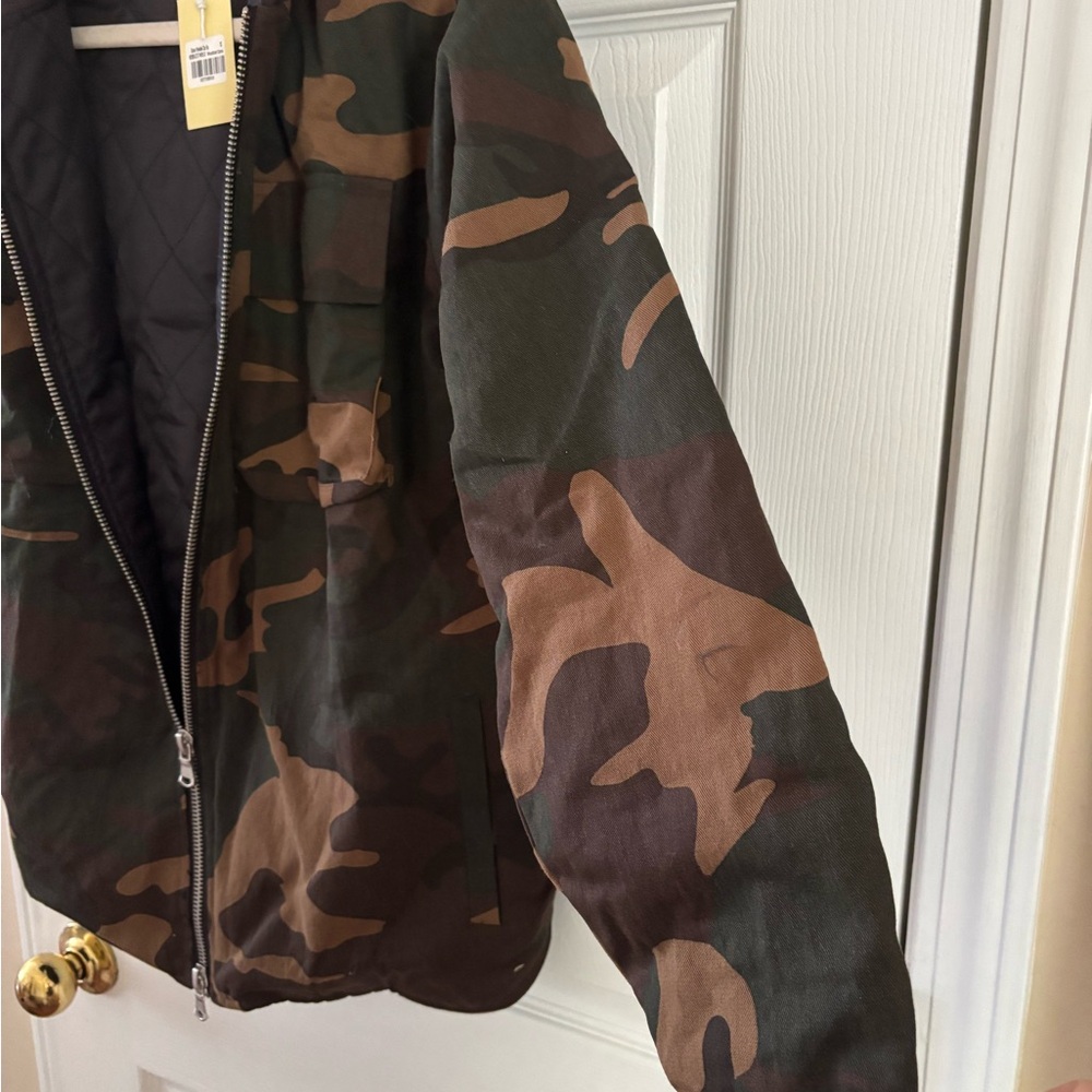 MNML Camouflage Hooded Zip Up Woodland Men’s Jacket Size Small BNWT - Picture 4 of 13